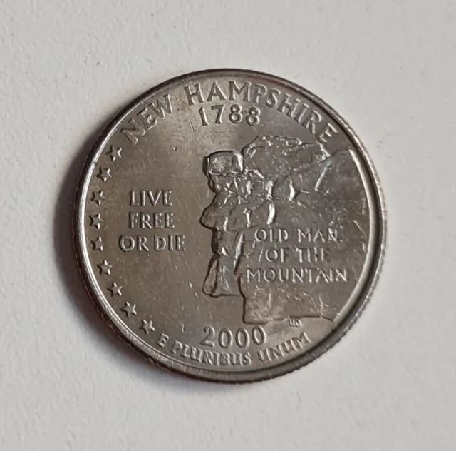 US State Quarter ~ New Hampshire ~ 25 Cent ~ Old Man of the Mountain