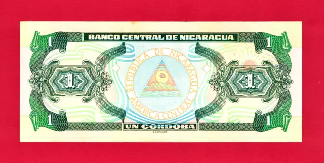 RARE 1 UN CORDOBA 1995 / (1992-1996) NICARAGUA UNC BANKNOTE (Pick-179) Series B 2