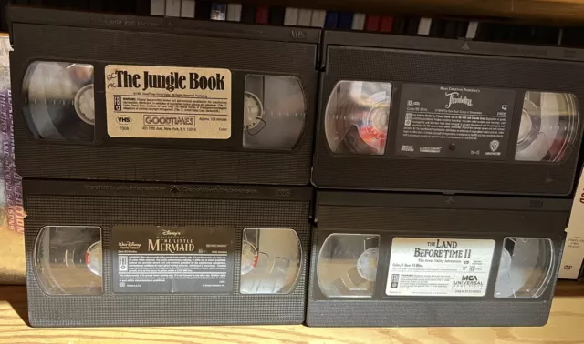 Kids VHS Lot Of 4 (Jungle Book, Little Mermaid, Land Before Time 2, Thumblina)