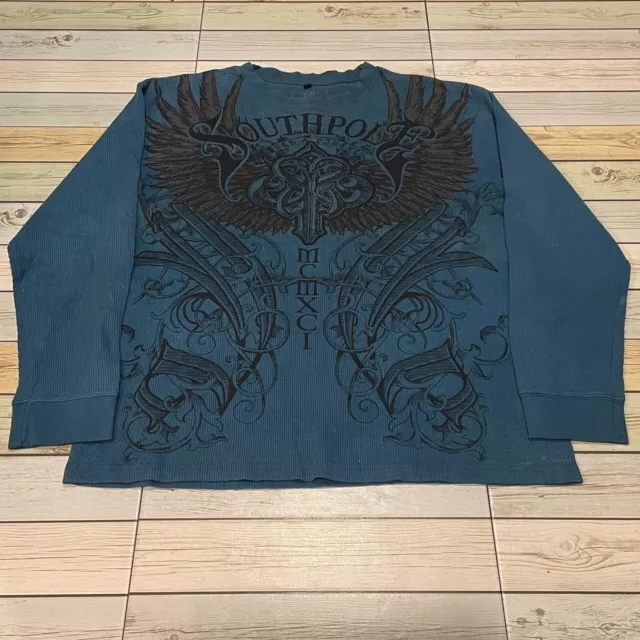 RARE SOUTHPOLE WINGS Cross Thermal Long Sleeve Y2K Affliction Style T ...