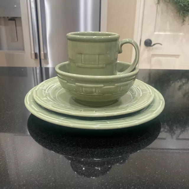  Longaberger Pottery Woven Traditions Green Ceramic Coffee  Mug/Cup : Home & Kitchen