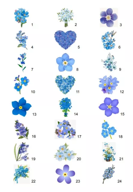 50 Personalised Forget Me Not Seed Packets Envelopes Funeral filled /  unfilled