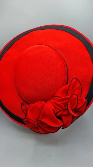 Cappello disco vintage anni '80 Headways di Albert blu inclinato rosso dichiarazione cocktail