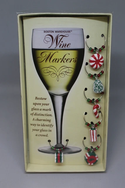 Marcadores de vino de Navidad de Boston Warehouse - nuevos