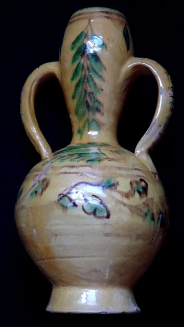 Ancien vase poterie amérindienne style Maya terre cuite peinte main - Décoration