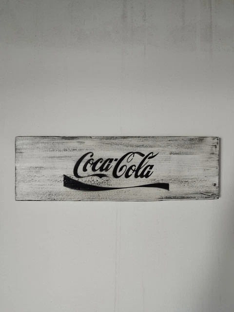 Insegna Coca Cola in legno shabby / Cartello da appendere / targa vintage