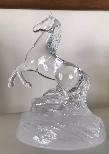 Stunning Lead Crystal Glass Rearing Horse Stallion Figurine 15.5 cm