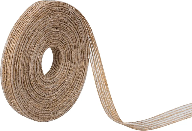 Cinta de Hesse de 10 m para envoltura de regalo artesanía, cinta de arpillera de 1 cm de ancho regalo de yute