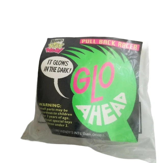 Vintage Glow in the Dark Toy GLO AHEAD Pull Back Racer Car 1993 Wendys Kids Meal