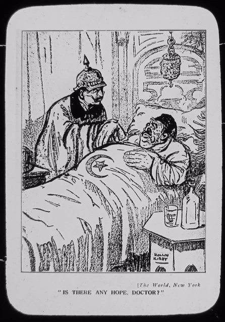 Glass Magic Lantern Slide WW1 CARTOON - KAISER WORLD WAR ONE DRAWING