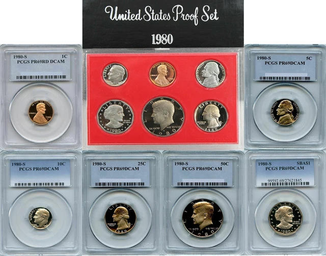 1980-S Certified Proof Set PCGS PR69DCAM  - 6 coins set "Plus 1980 Proof set"