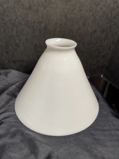 Vianne French White Cased Glass Cone Lamp Shade - 2  1/8" Fitter Mouth Blown