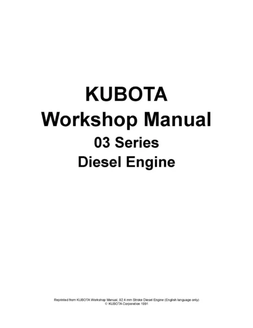 92.4mm STROKE Diesel Engine Technical Workshop Manual Kubota Diesel Engine 03 2