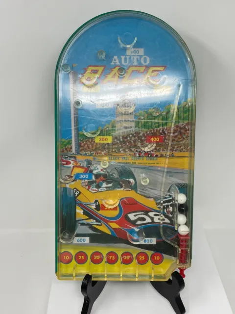 Vintage Wolverine Toy Company Auto Race Tin Metal Pinball Game