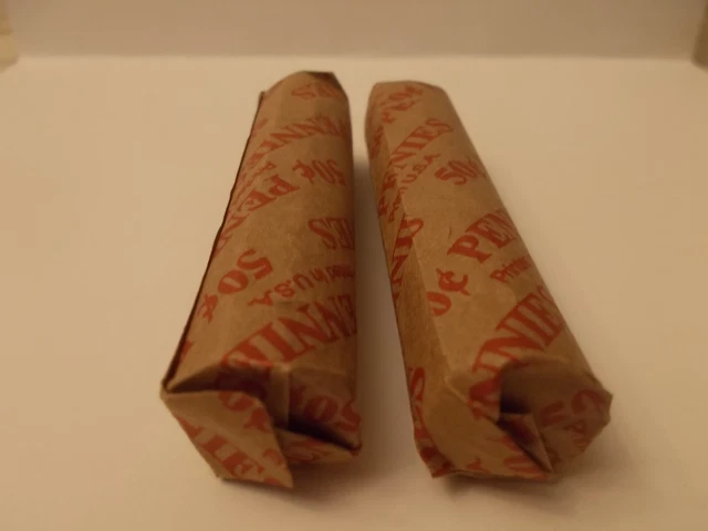 2 Rolls of Wheat Pennies Unsearched 1909-1958 PDS Lincoln Wheat Cents 100 Coins