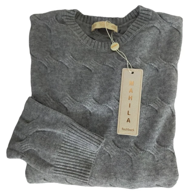 Maglione Donna maglia Grigio inverno casual moderno nuovo Trecce  Elasticizzato