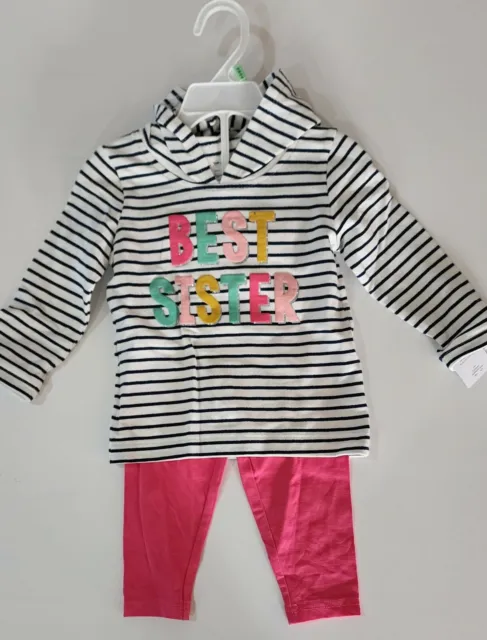Carters baby girl 18 months new Big Sister 2 piece hooded outfit