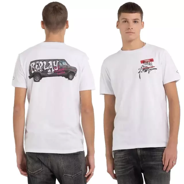 T-shirt uomo REPLAY maglietta cotone con manica corta girocollo stampa mini van