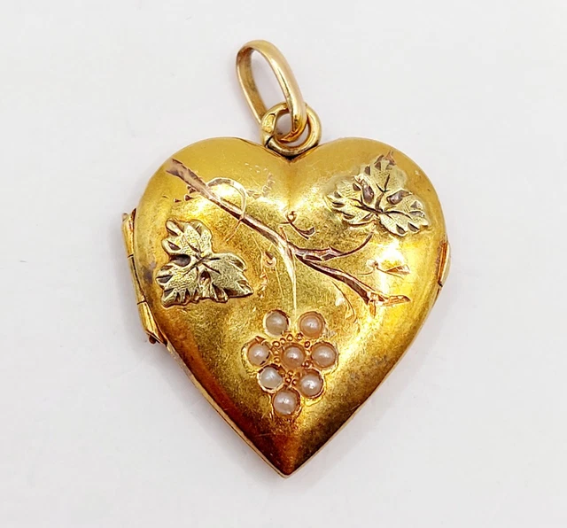 Pendentif Collier Victorien En Or Rose 18k Avec Perle - Début 1900 - Pièce D'Époque