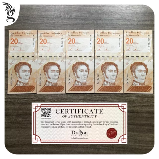 Venezuela 20 Digitales Banknotes 2021 QTY 5 UNC 20 million bolivars NEW COA 🐉