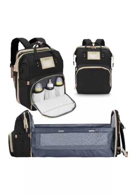 Waterproof 3 in 1 Baby Diaper Bag Backpack with Bassinet Changing Station Travel