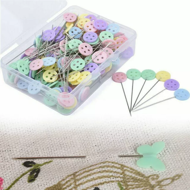 100pcs Sewing Pins Flat Flower Head Straight Pins for Dressmaker Craft Decor New