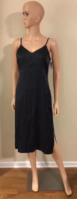 Chelsea 28 Navy Blue With Black Dots Lace Back Slip Dress And A Side Slit Size S