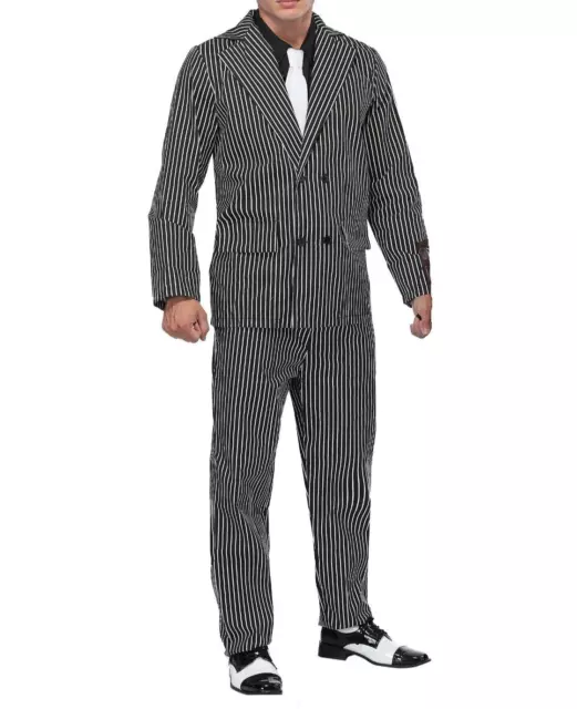 Adult Plus Size Wide Pin Stripe Gangster Mobster Costume SIZE 3X (with defect)