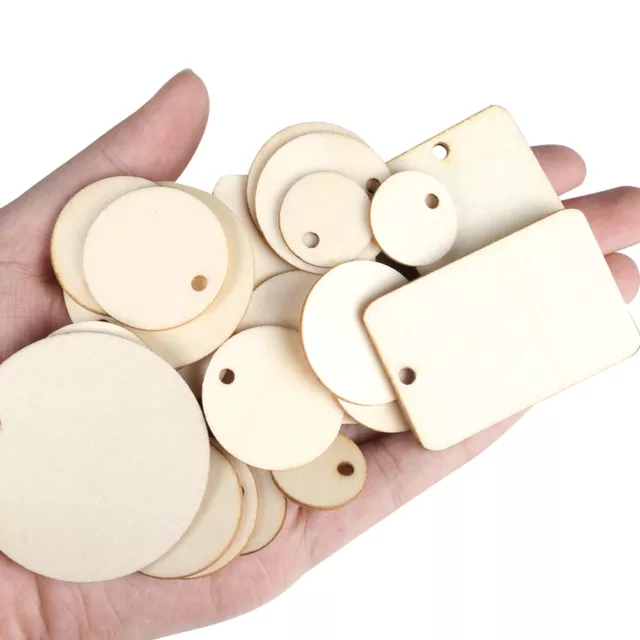 DIY Unfinished Nature Wood Discs Slices Gift Tags Rectangle Hanging Labels Lot