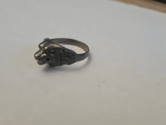 Silver ring wolf head Vikings