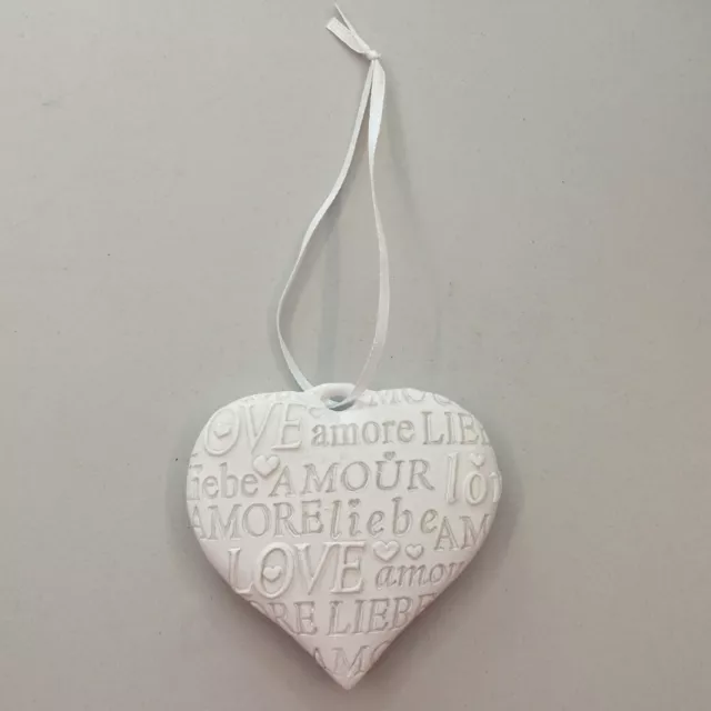 Corazón Decorativo Amor Amore Crema Aspecto Antiguo para Colgar Boda Bautizo 7cm