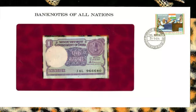 Banknotes of All Nations India 1 Rupee 1984  P-78A/a UNC prefix 14L