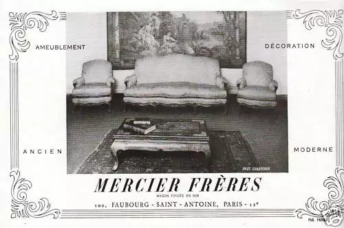 Publicité ancienne mobilier Mercier Frères 1949 issue de magazine