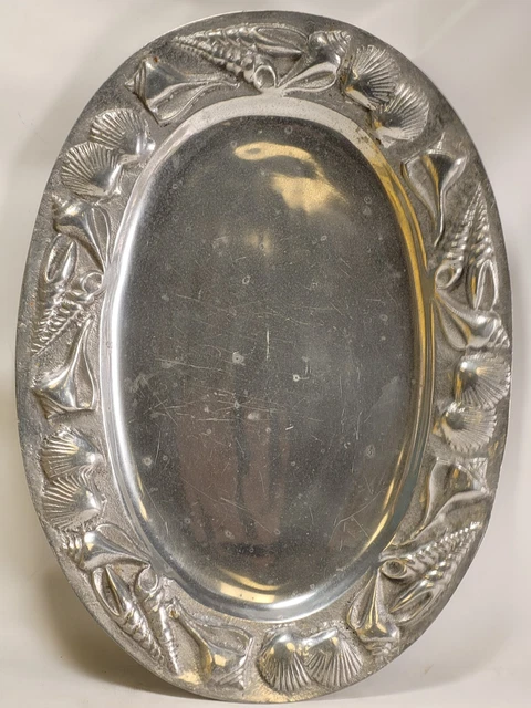 Mariposa Oval Sea Server - Handcrafted Recycled Sandcast Aluminum Serving Tray - View #9