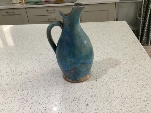 Antique  Studio pottery Carrigaline blue mottled jug/vase
