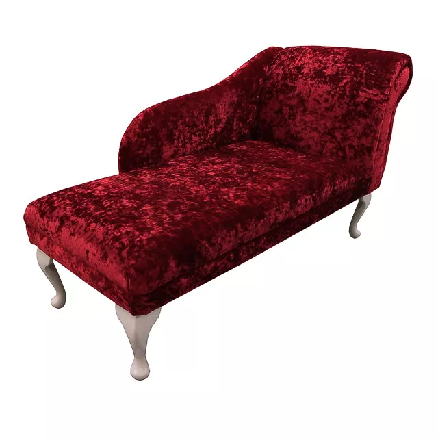 52" Large Chaise Longue Lounge Sofa Day Bed Seat Chair Red Crushed Velvet Fabric 2