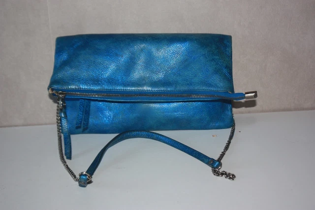 SAC POCHEETTE En Toile Denim Noir Délavé - Chaînette Customisée Rock Punk - Neuf Sans étiquette - Fabriqué En France