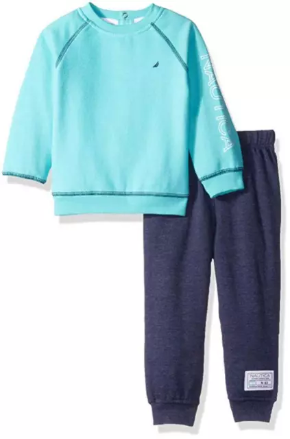 Nautica Infant Boys Aqua & Blue 2pc Jog Pant Set Size 3/6M 6/9M 12M 18M 24M $50