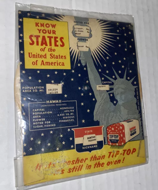 Vintage 1950s Wards TIP TOP BREAD Promo Know Your States Trivia Education Wheel