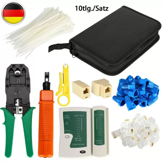 10×Netzwerk Werkzeug Set Crimpzange Elektronik Lan Lsa Kabeltester Rj45,Rj11