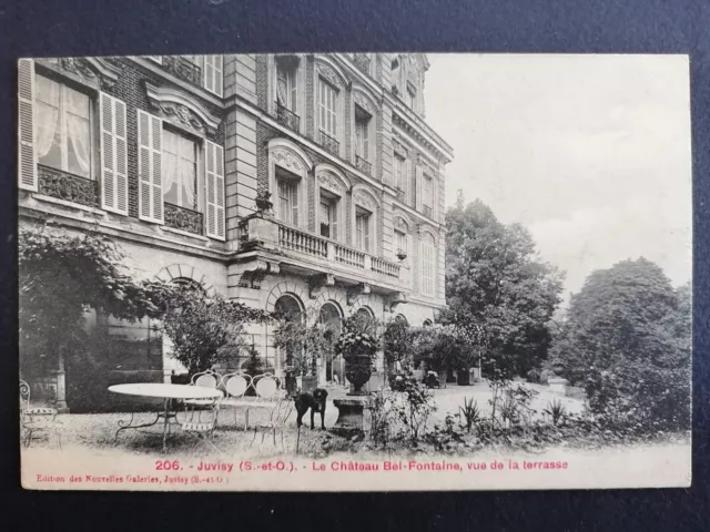 cpa Rare 91 - JUVISY sur ORGE Le CHÂTEAU BEL FONTAINE Terrasse La MAIRIE Chien