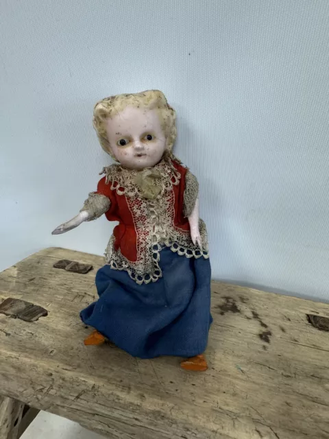 Antique Wax Head Doll Glass Eyes