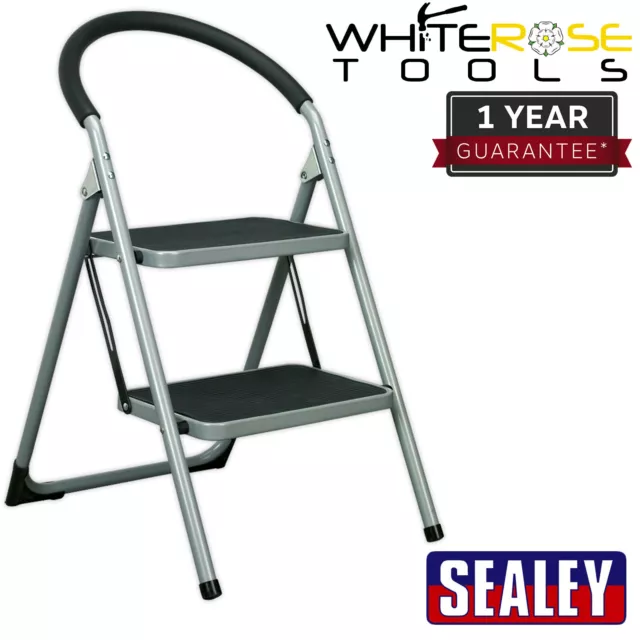 Sealey Step Stool 2-Tread 150kg Capacity EN14183 Ladder Anti-Slip