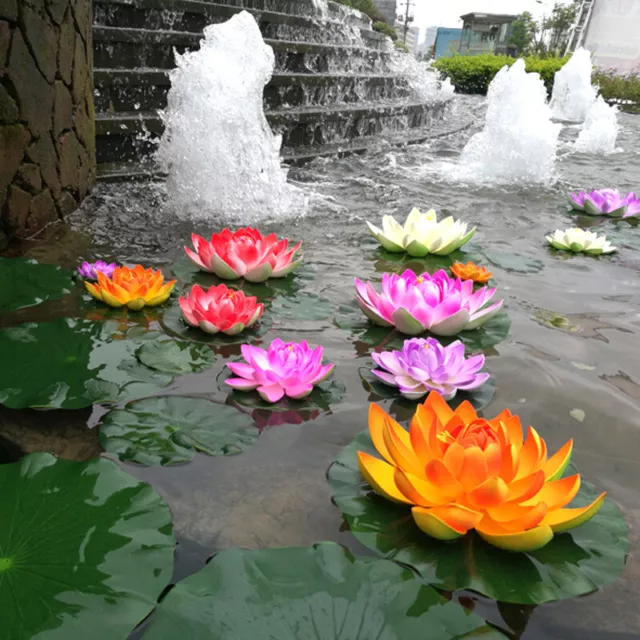 10/18cm Artificial Lotus Water Lily Flower Floating Foam Lifelike Pond Decor 1PC