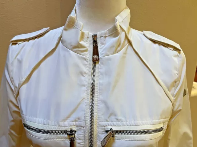 Vince Camuto Belted Coat NWOT XS Ivory Belt Jacket Windbreaker Zip Retail: $179 2