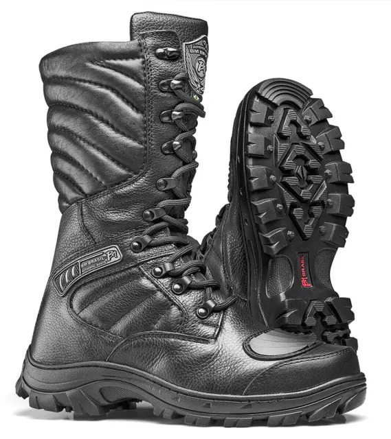 Motorcycle Boots Hunting Tactical Black Genuine Leather Combat Lace Up Army