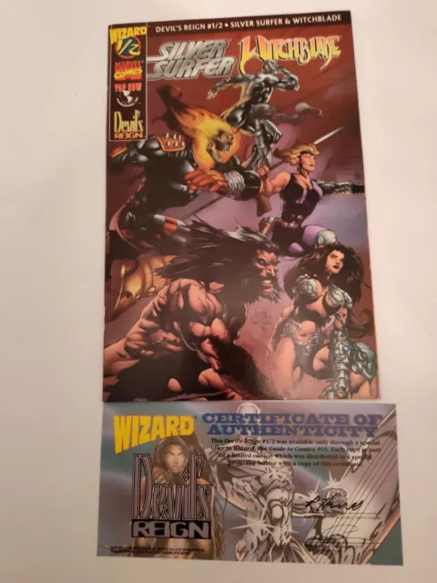 1997 DEVIL'S REIGN 1/2 SILVER SURFER/WITCHBLADE VOL 1 With COA