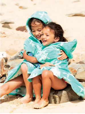 Toalla con capucha Frugi Havana 100% algodón orgánico baño playa poncho verde 7-10 años