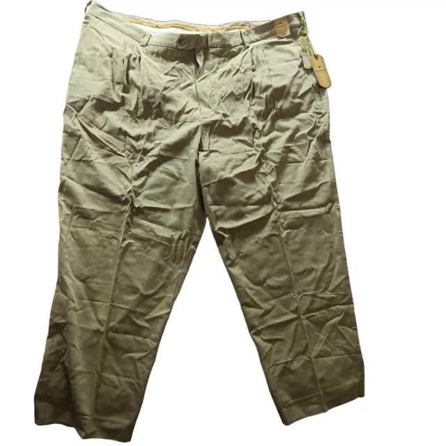 Tommy Bahama Men's Pants Trousers Khaki Fishbone 50x30 50Waist 30Leg Silk NWT