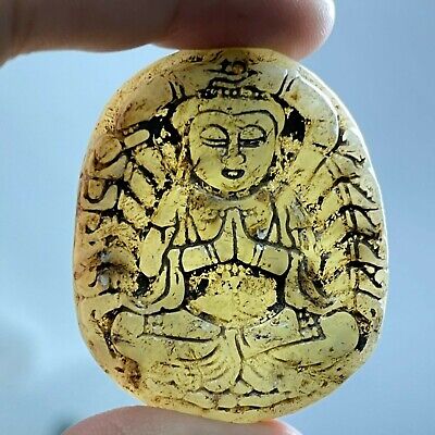Beautiful Antique Chinese Jade Stone Carved Depicting Gandhara Amulet